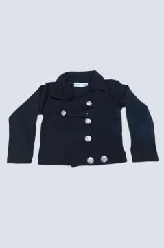 Erkek Çocuk Bisiklet Yaka Bluz ve Gümüş Düğme Detaylı Siyah Ceket Alt Üst Takım
