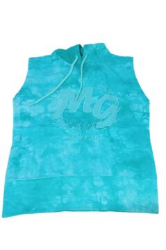 Kız Çocuk Kapüşonlu Kolsuz Since Yazı Baskılı İpli Turkuaz Sweat