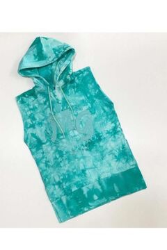 Kız Çocuk Kapüşonlu Kolsuz Since Yazı Baskılı İpli Turkuaz Sweat