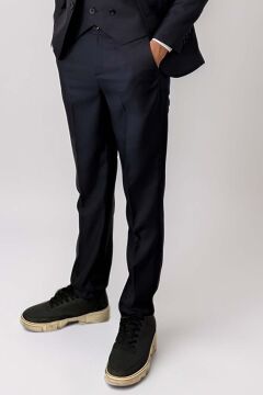 Erkek Çocuk Blazer Ceketli, Cepken Yelekli Siyah Takım Elbise 5-9 Yaş