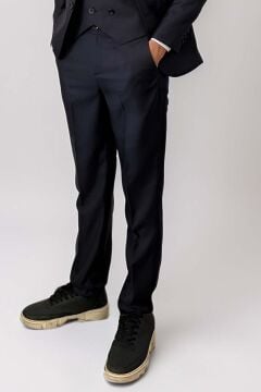 Erkek Çocuk Blazer Ceketli, Cepken Yelekli Siyah Takım Elbise 5-9 Yaş