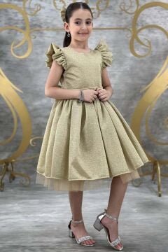 Kız Çocuk Parıldayan Gold Elbise