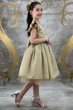 Kız Çocuk Parıldayan Gold Elbise