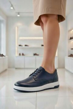 Erkek Çocuk Hava Alan Rahat Taban Bağcıklı Lacivert Ayakkabı