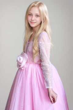 Kız Çocuk Üzeri Pulpayet İşlemeli Kolları Şeffaf Tüllü Toka Detaylı Pembe Abiye