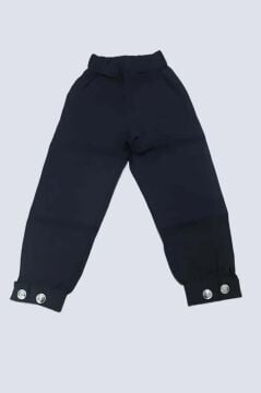 Erkek Çocuk Gold Düğme Detaylı Penye Ceket Dar Kesim Pantolon Siyah Alt Üst Takım