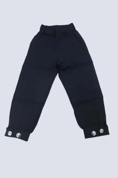 Erkek Çocuk Gold Düğme Detaylı Penye Ceket Dar Kesim Pantolon Siyah Alt Üst Takım