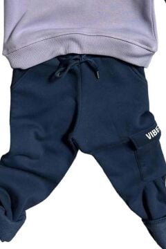 Kız Çocuk Kapüşonlu Üzeri Brooklyn Yazı Detaylı 3 İplik Lila Eşofman Takım