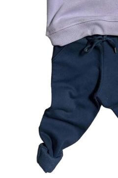 Kız Çocuk Kapüşonlu Üzeri Brooklyn Yazı Detaylı 3 İplik Lila Eşofman Takım