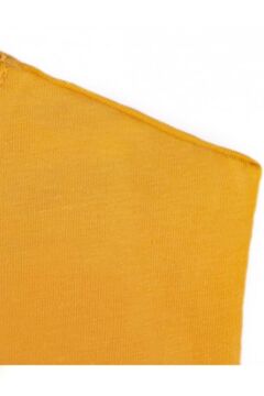 Kız Bebek Çiçek Baskılı Bisiklet Yaka Kolsuz Sarı Tişört