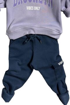 Kız Çocuk Brooklyn Detaylı Kapüşonlu Lila Eşofman Takım