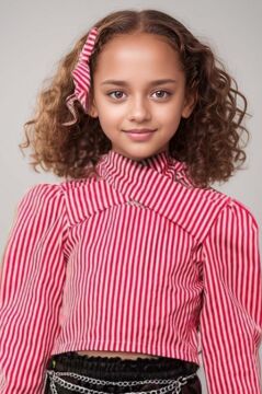 Kız Çocuk Sırtı Düğme Detaylı Çizgili Bluz Deri Şortlu Takım