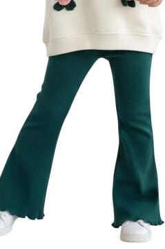 Kız Çocuk Üzeri Gül Figürlü 3 İplik Krem Kazak Bol Kesim Skuba Kumaş Alt Üst Takım