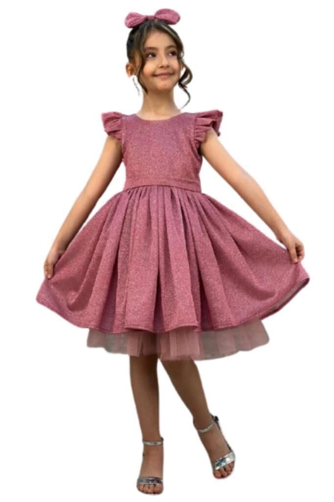 Kız Çocuk Parıldayan Pembe Elbise