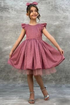 Kız Çocuk Parıldayan Pembe Elbise