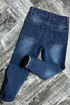 Erkek Çocuk Çift Cepli Likralı Gabardin Mavi Jean Pantolon