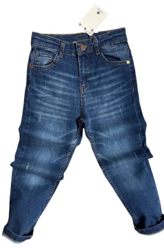 Erkek Çocuk Çift Cepli Likralı Gabardin Mavi Jean Pantolon