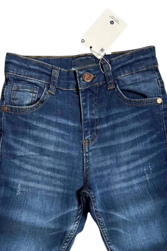 Erkek Çocuk Çift Cepli Likralı Gabardin Mavi Jean Pantolon