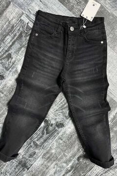 Erkek Çocuk Çift Cepli Likralı Gabardin Siyah Jean Pantolon
