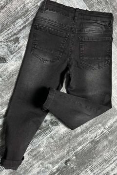 Erkek Çocuk Çift Cepli Likralı Gabardin Siyah Jean Pantolon