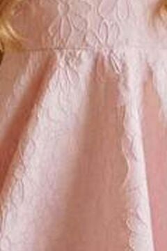 Kız Çocuk Kare Yaka Üzeri Kabartma Papatya Desenli Eteği Fırfırlı İspanyol Kol Pembe Elbise