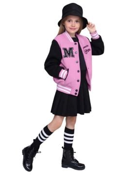 Kız Çocuk Düğme Detaylı Pamuklu Pembe Kolej Ceket Kadife Etekli Takım