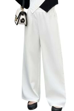 Kız Çocuk Çift Renk Badili Yelek Palazzo Pantolon Beyaz Alt Üst Takım