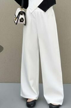 Kız Çocuk Çift Renk Badili Yelek Palazzo Pantolon Beyaz Alt Üst Takım