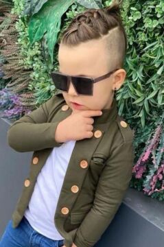 Erkek Çocuk Omzu ve Ceket Yakası Düğme Detaylı Cepli Blazer Ceketli Haki Alt Üst Takım