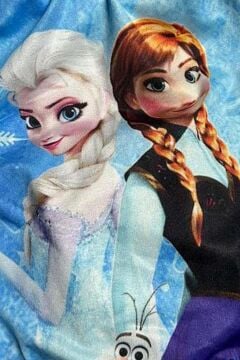 Kız Çocuk Karlar Kraliçesi Baskılı Mavi Mikro Mayo